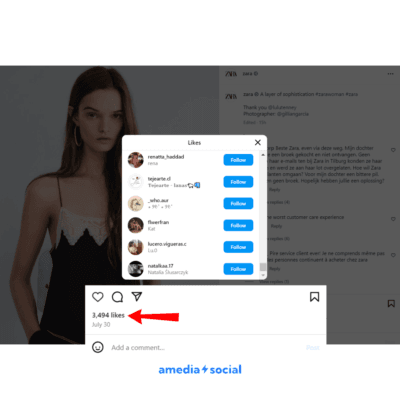 ejemplo de likes en instagram