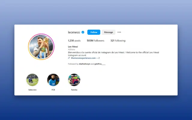 la cuenta de instagram de Leo Messi